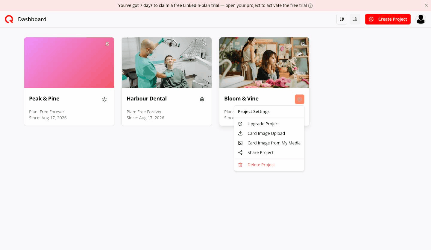 Upgrade Project menu