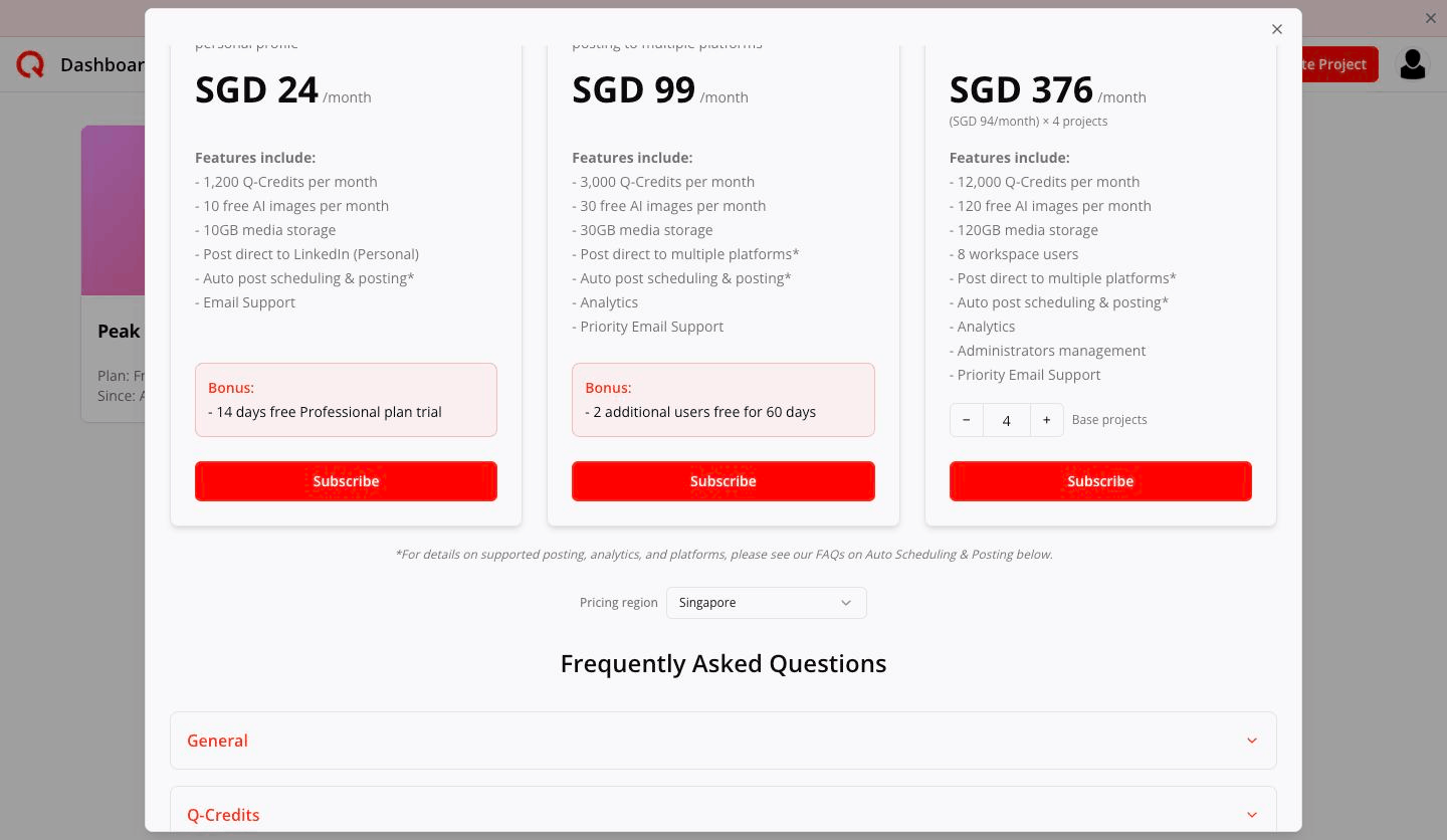 Agency pricing card at 4 base projects