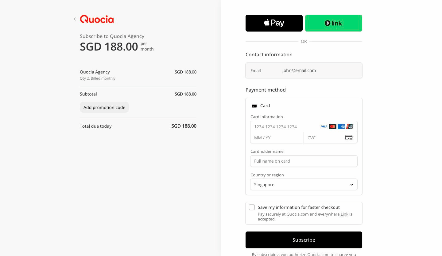 Stripe checkout